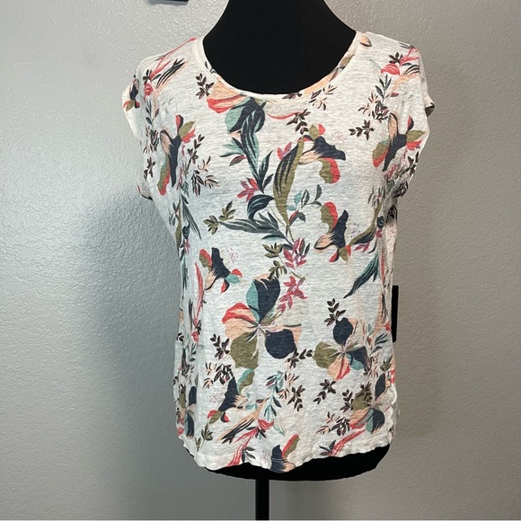Rachel Zoe 100% Linen Floral Top With Button Down Back Size Large - Picture 1 of 5